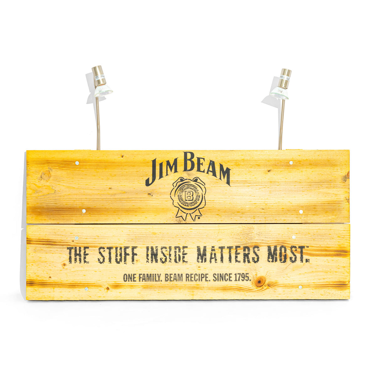 Jim Beam Whisky Neon Leuchtreklame Leuchtwerbung Lampe Echtholztafel – Ansicht 2