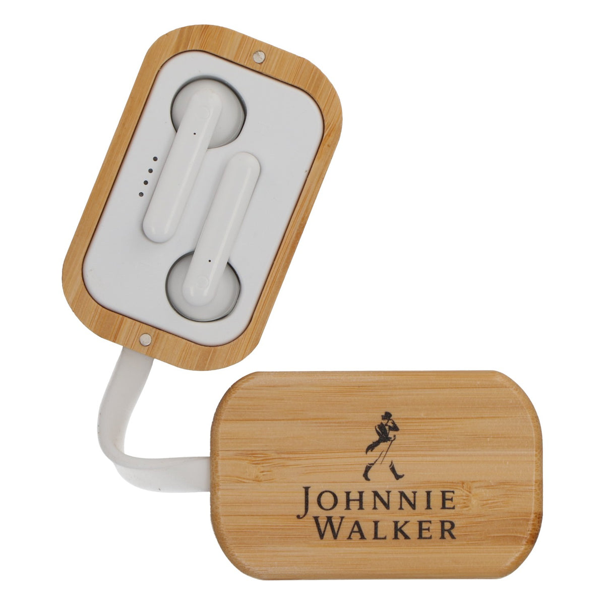Johnnie Walker Whiskey Earphones Ohrhörer Bluetooth in der Holzbox Ladekabel – Ansicht 4