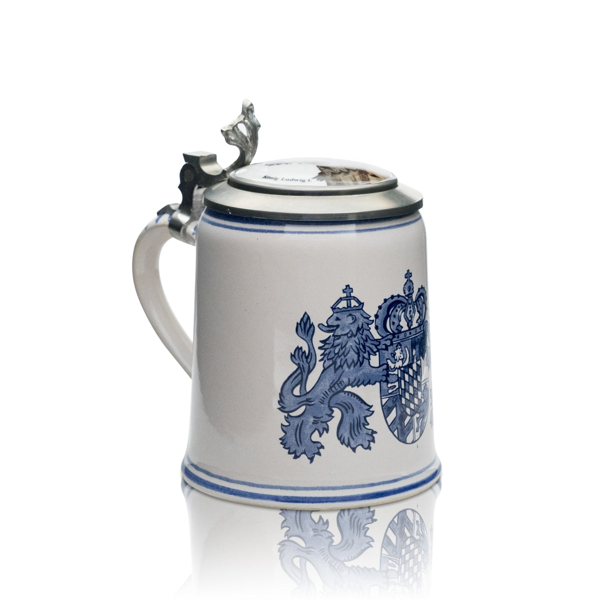 Kaltenberg Sammler Glas 0,5l Bier Krug Humpen Seidel König Ludwig I. Zinndeckel – Ansicht 2