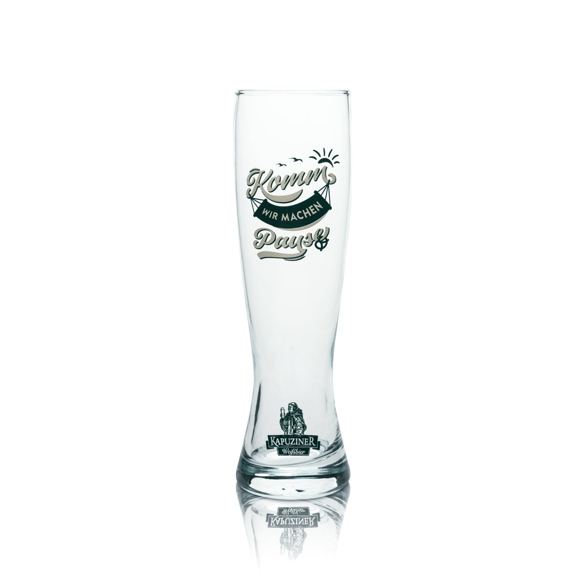 Kapuziner Bier Glas 0,5l Weißbierglas "Komm wir machen Pause" Hefe Weißbier Gläser