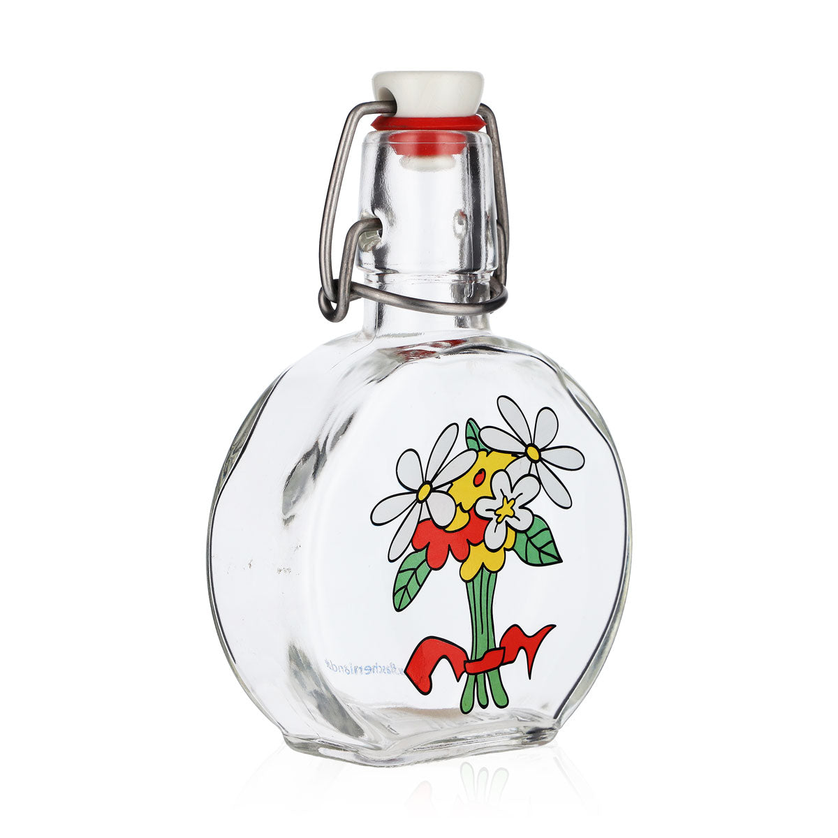 Kefla Schnaps Glas Bügelflasche 0,2l Blumen Motiv Flaschernland Schnapsflasche – Ansicht 2