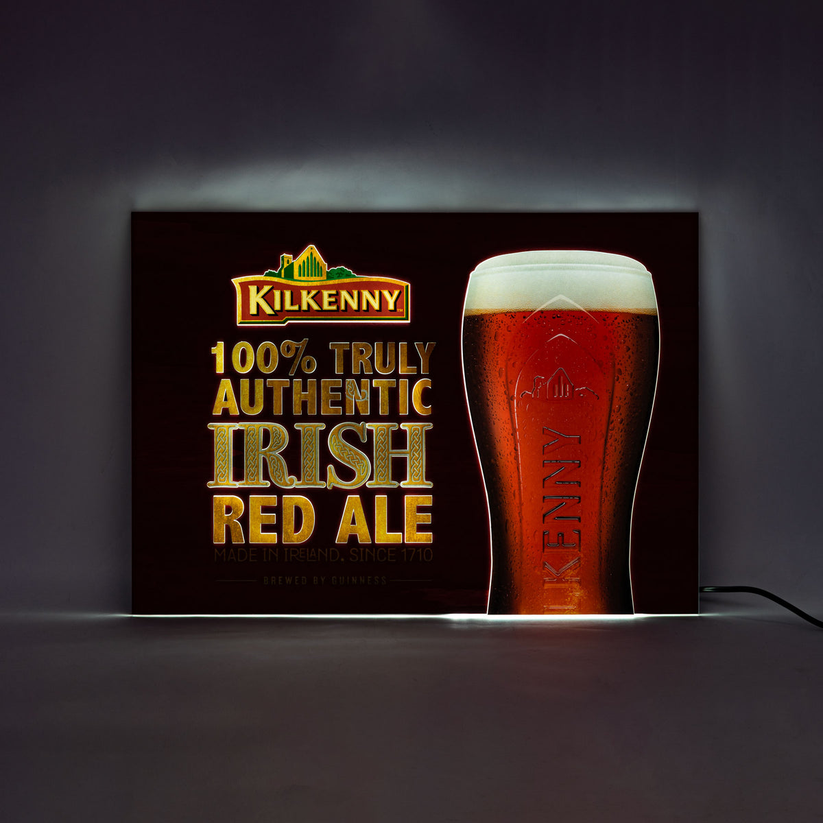 Kilkenny Bier LED Leuchtreklame Leuchtwerbung Holzschild rot inkl. Netzteil