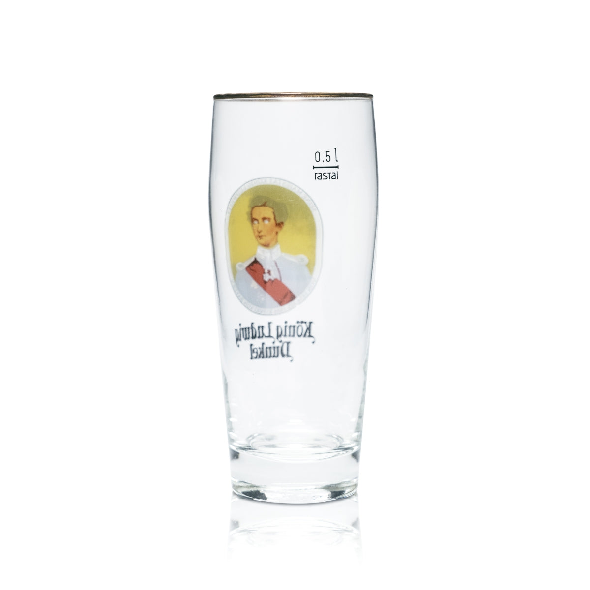 König Ludwig Glas 0,5l Becher Motiv Sammler Gläser Ludwig II 1854-1886 Goldrand – Ansicht 2