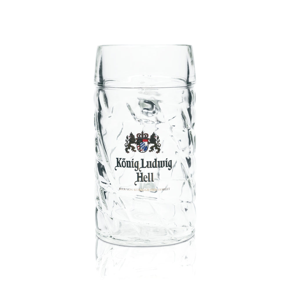 König Ludwig Maßkrug Glas 1L Seidel Humpen Krug Henkel Gläser Wiesn München Bier