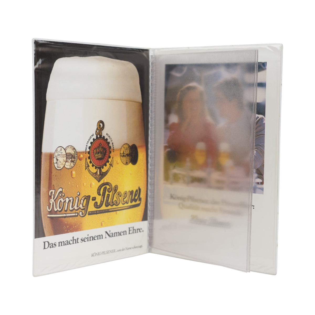 König Pilsener Bier Speisen- und Getränkekarte Braun 3 Seiten DINA5 Menu Halter – Ansicht 3