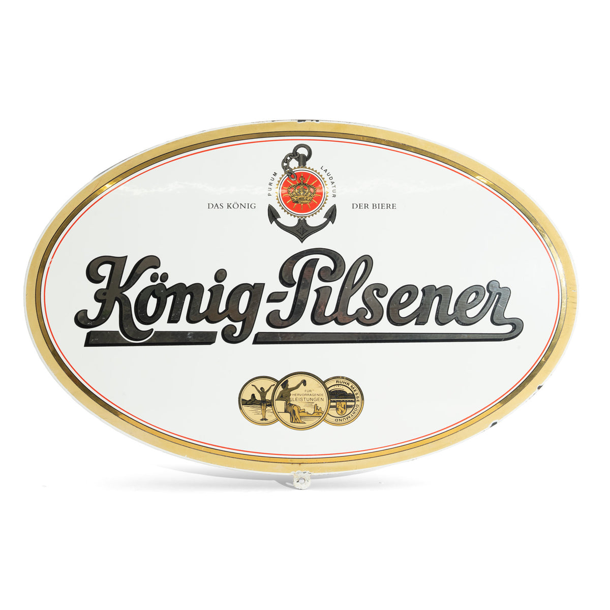 König Pilsener Emaille Schild Weiß 64x43cm Wandschild Dekoration Merch Reklame