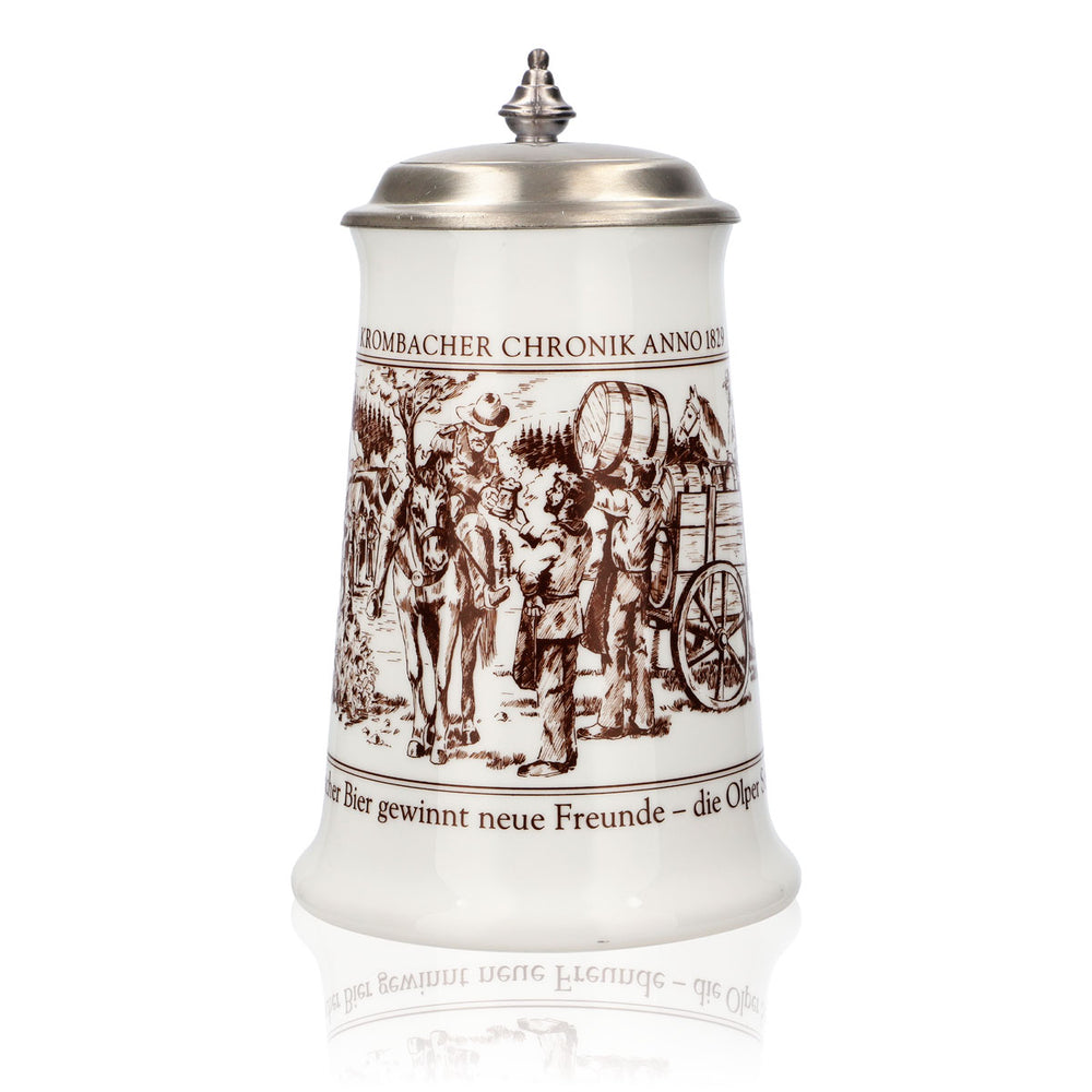 Krombacher Bierglas Jahreskrug 1988 Steinzeugkrug Seidel Zinndeckel 0,9l Krug