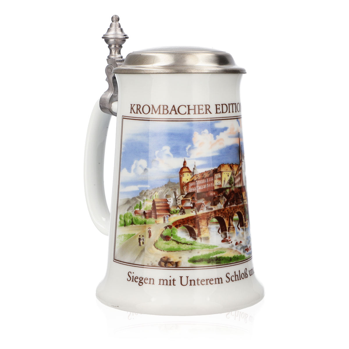 Krombacher Bierglas Jahreskrug 1989 Steinzeugkrug Seidel Zinndeckel 0,9l Krug – Ansicht 2