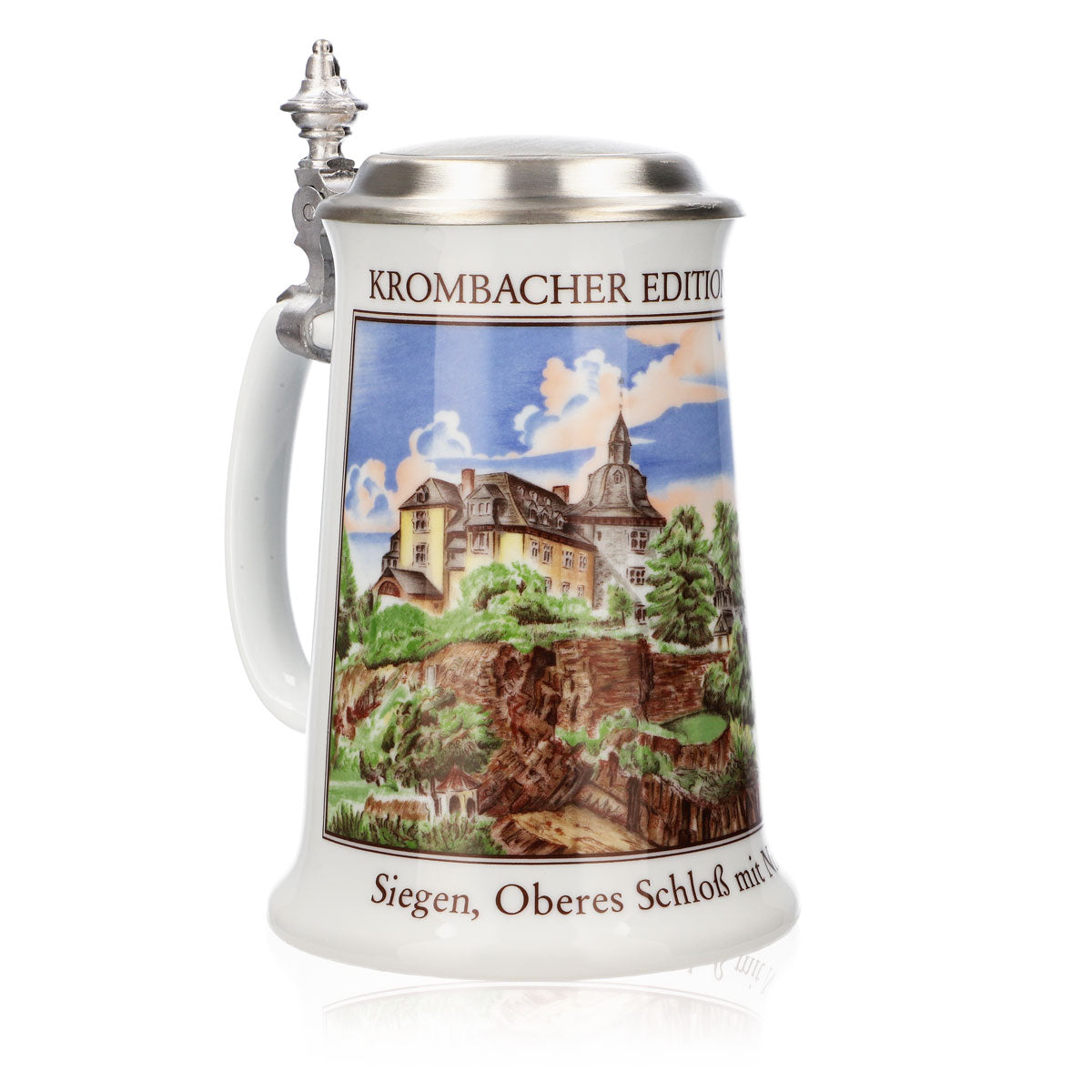 Krombacher Bierglas Jahreskrug 1991 Steinzeugkrug Seidel Zinndeckel 0,9l Krug – Ansicht 2