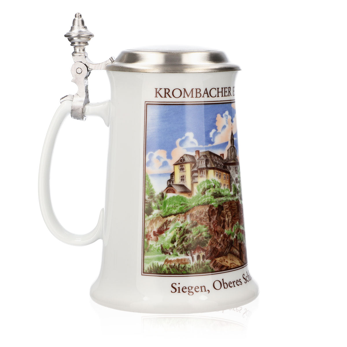 Krombacher Bierglas Jahreskrug 1991 Steinzeugkrug Seidel Zinndeckel 0,9l Krug – Ansicht 3