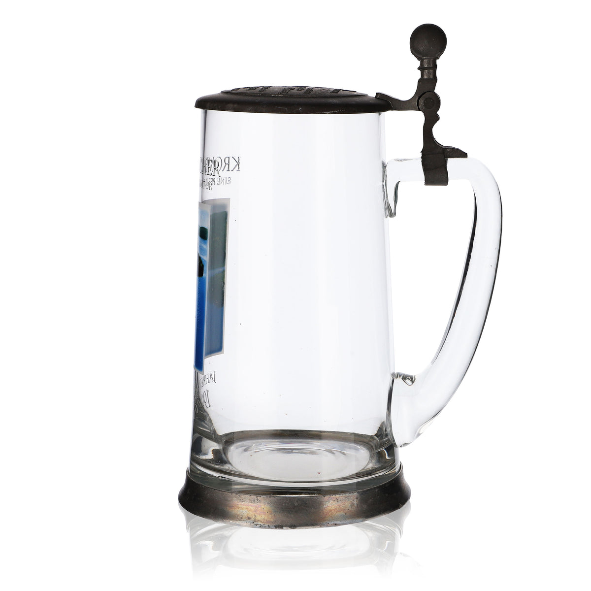 Krombacher Bierglas Jahreskrug 1996 Glas Gläser Seidel Zinndeckel 0,9l Krug – Ansicht 5