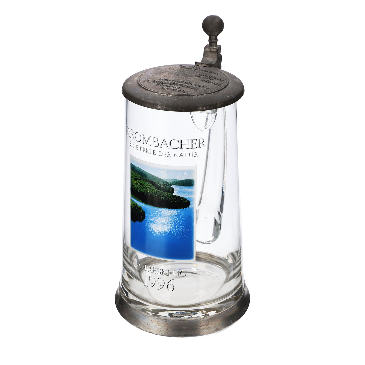 Krombacher Bierglas Jahreskrug 1996 Glas Gläser Seidel Zinndeckel 0,9l Krug – Ansicht 6