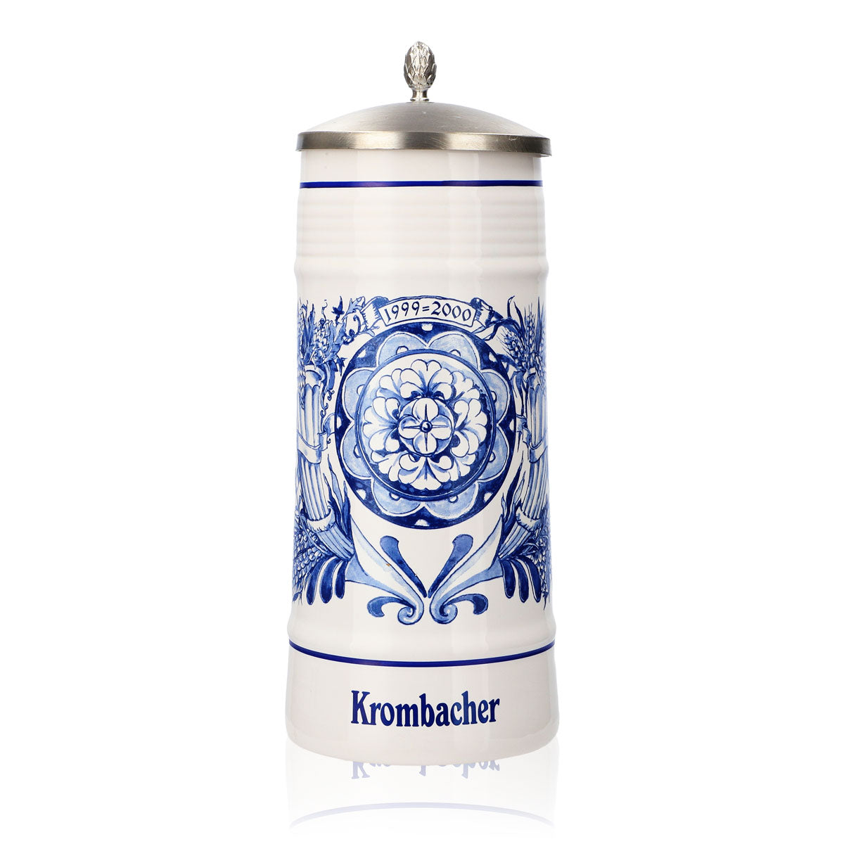 Krombacher Bierglas Jahreskrug 1999-2000 Steinzeugkrug Seidel Zinndeckel Krug