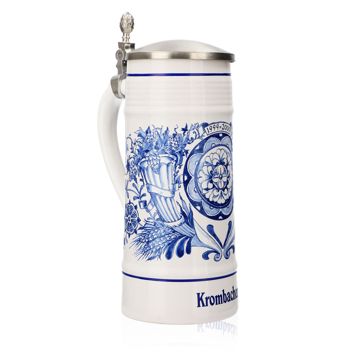 Krombacher Bierglas Jahreskrug 1999-2000 Steinzeugkrug Seidel Zinndeckel Krug – Ansicht 2