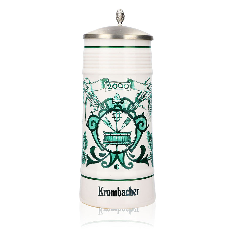Krombacher Bierglas Jahreskrug 2000 Steinzeugkrug Seidel Zinndeckel 0,8l Krug