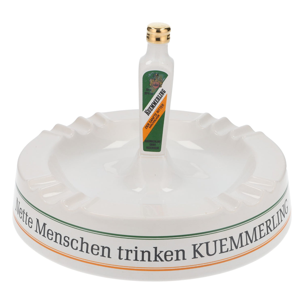 Kümmerling Aschenbecher Porzellan Flasche Stammtisch "Nette Menschen..."