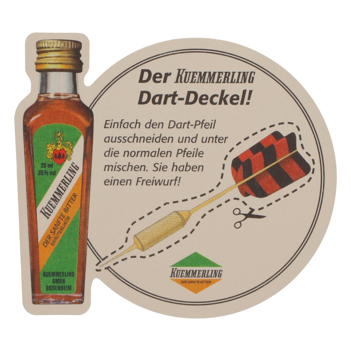 Kümmerling Likör Bierdeckel Untersetzer Dart-Deckel
