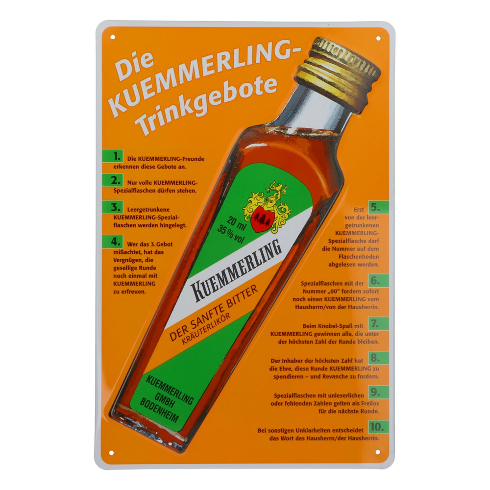 Kümmerling Likör Blechschild Werbeblechschild Wanddeko "Trinkgebote"