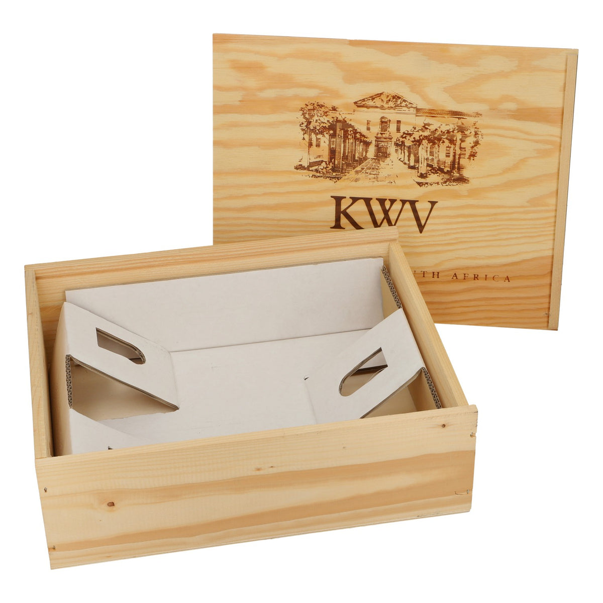 KWV Wein Holzkiste 28,5x34,5x11 cm "Wines out of south Afrika" – Ansicht 4