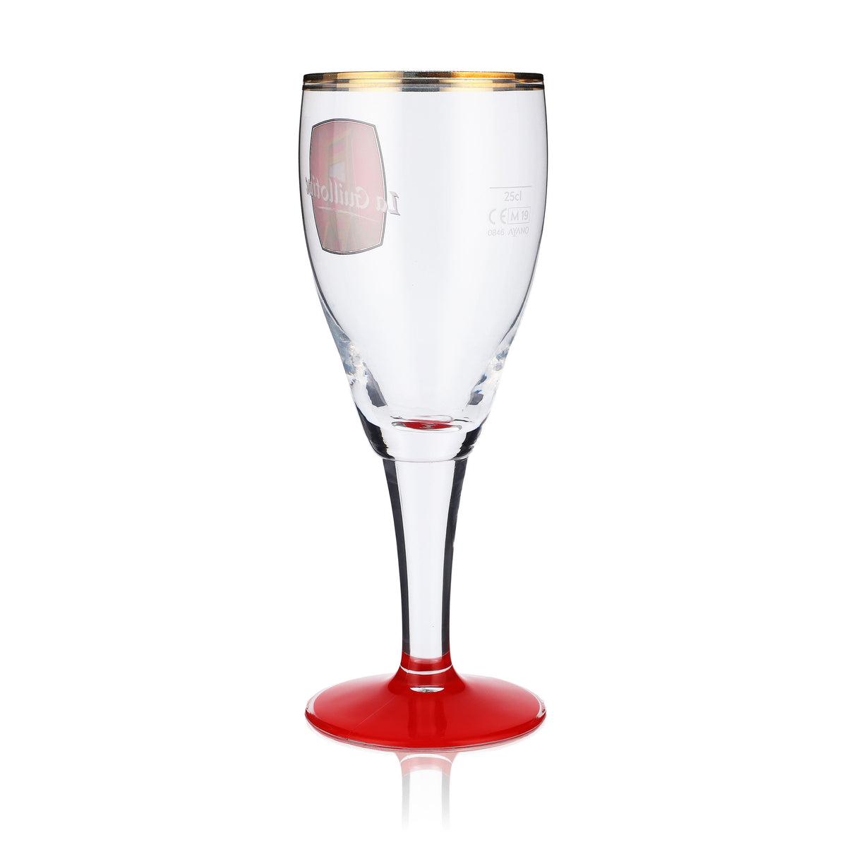La Guillotine Bier Glas 0,25l Pokal doppelter Goldrand roter Boden Harzer – Ansicht 3