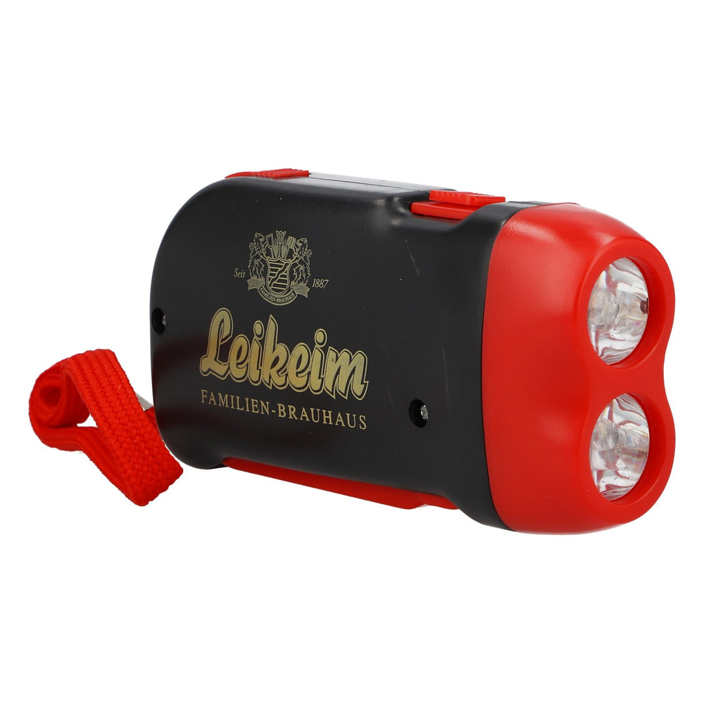 Leikeim Dynamo Taschenlampe schwarz/rot Dauerlicht Umhängeband