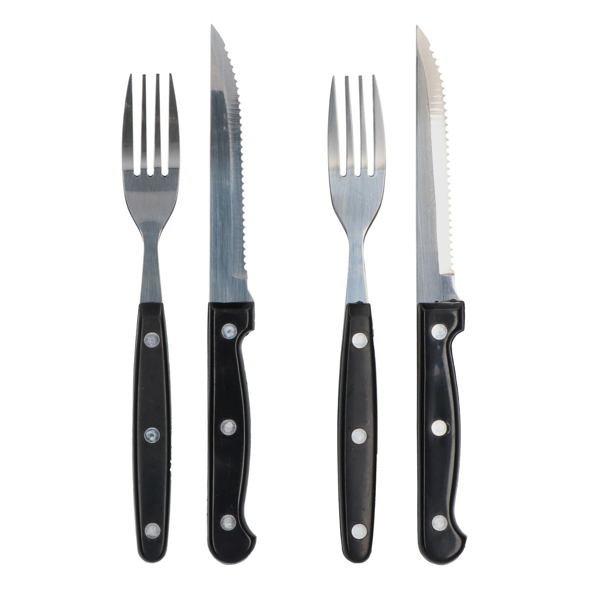 Leikeim Steakbesteck Set 4-teilig Messer Gabel schwarz Grillbesteck – Ansicht 2