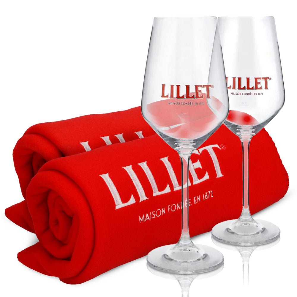 Lillet Bundle Fan I Set aus 2x Fleecedecke und 2x Lillet Gläser