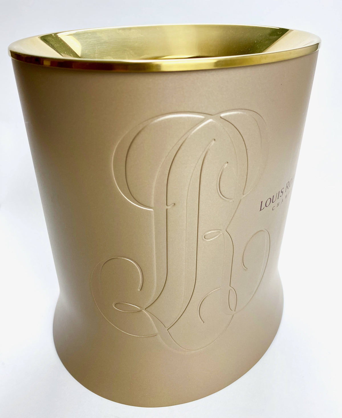 Louis Roederer Champagner Flaschenkühler Eiswürfelbehälter single Goldrand metall – Ansicht 3