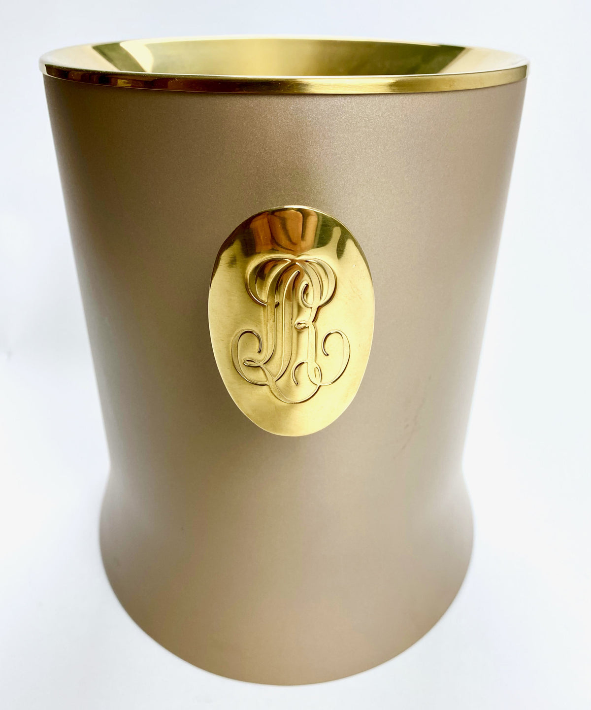 Louis Roederer Champagner Flaschenkühler Eiswürfelbehälter single Goldrand metall – Ansicht 4