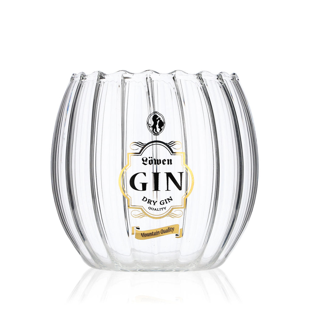 Löwen Gin Glas 0,4l Tumbler Rund Relief Gläser Kontur sehr edel