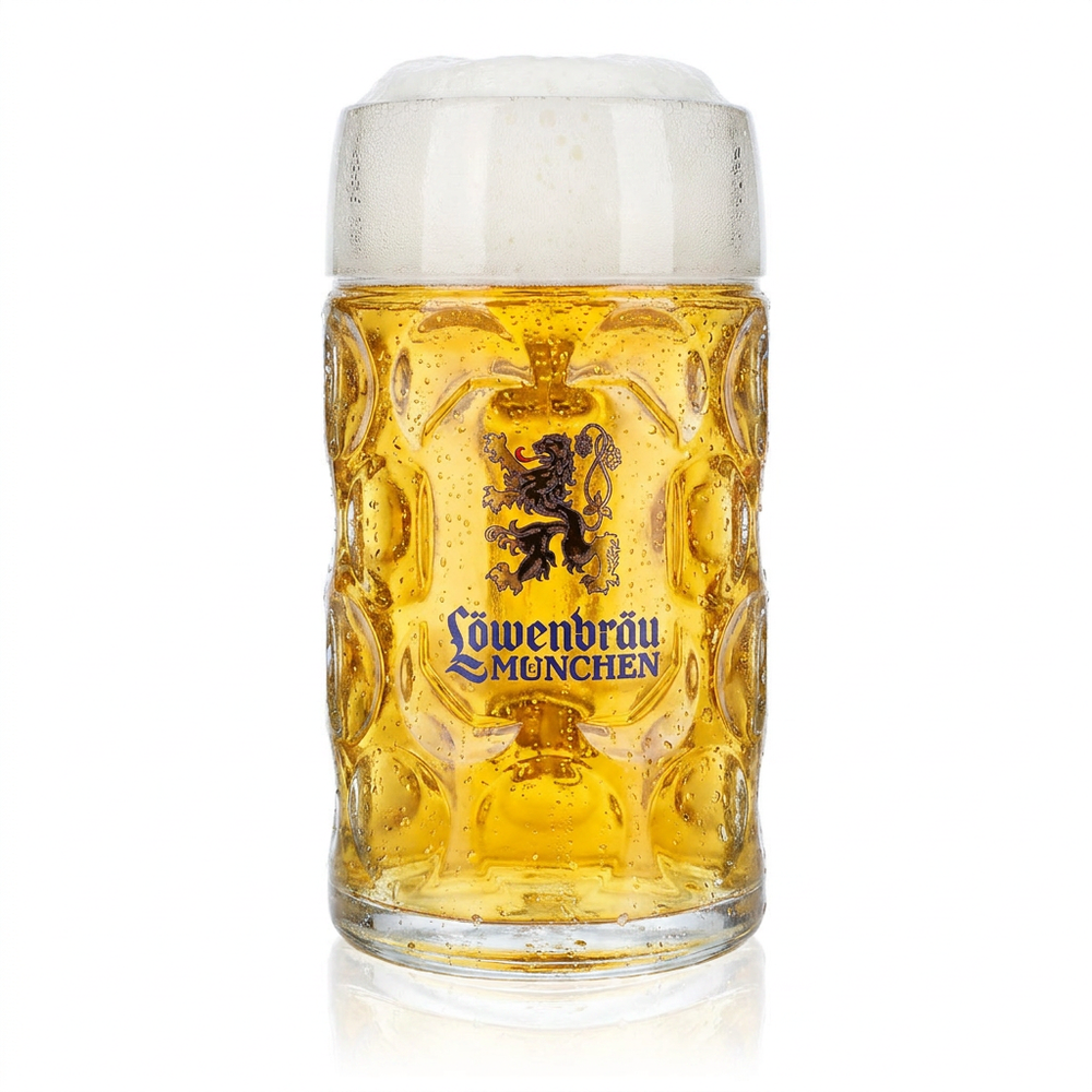 Löwenbräu Bierglas 1l Biergläser Maßkrug Bierseidel Krug goldener Löwe