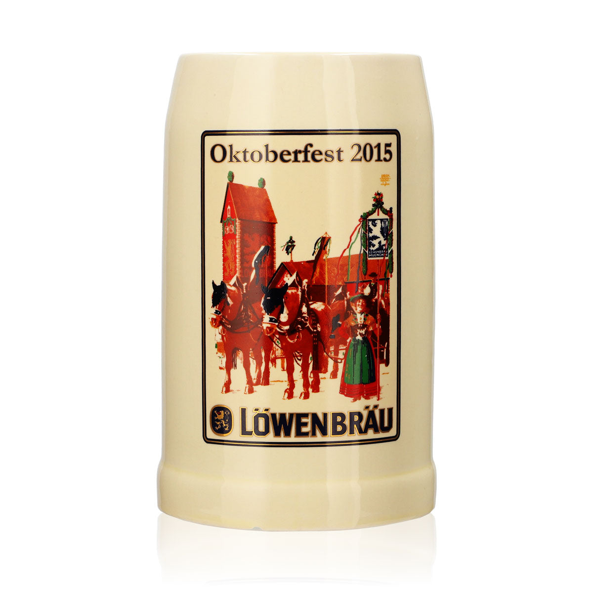 Löwenbräu Bierglas Tonkrug Steinzeukrug Seidel 0,5l Oktoberfest 2015