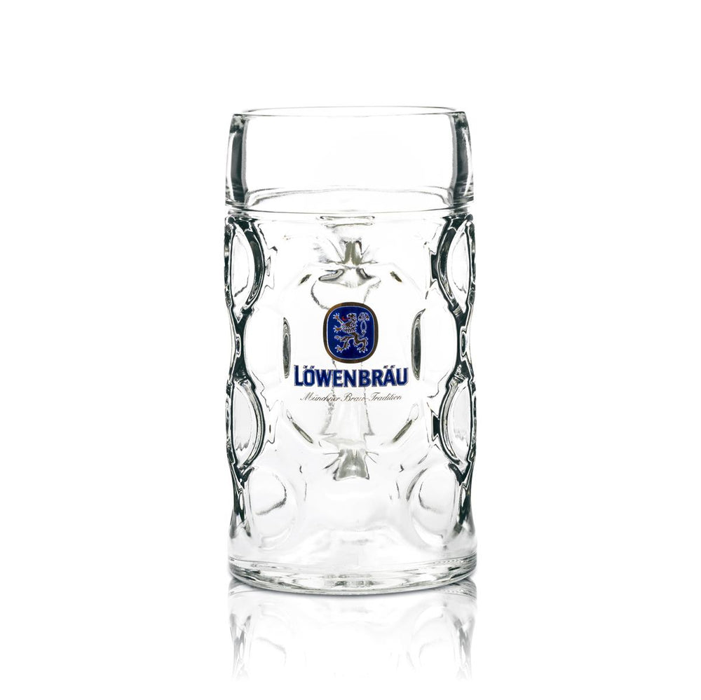 Löwenbräu Maßkrug Bierkrug 1L Konturglas Henkelglas Humpen Seidel Gläser B-Ware