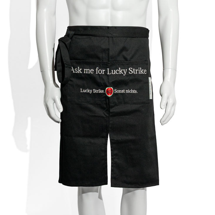 Lucky Strike Schürze Barschürze Bistroschürze Kellner kurz Schwarz Logo Klein