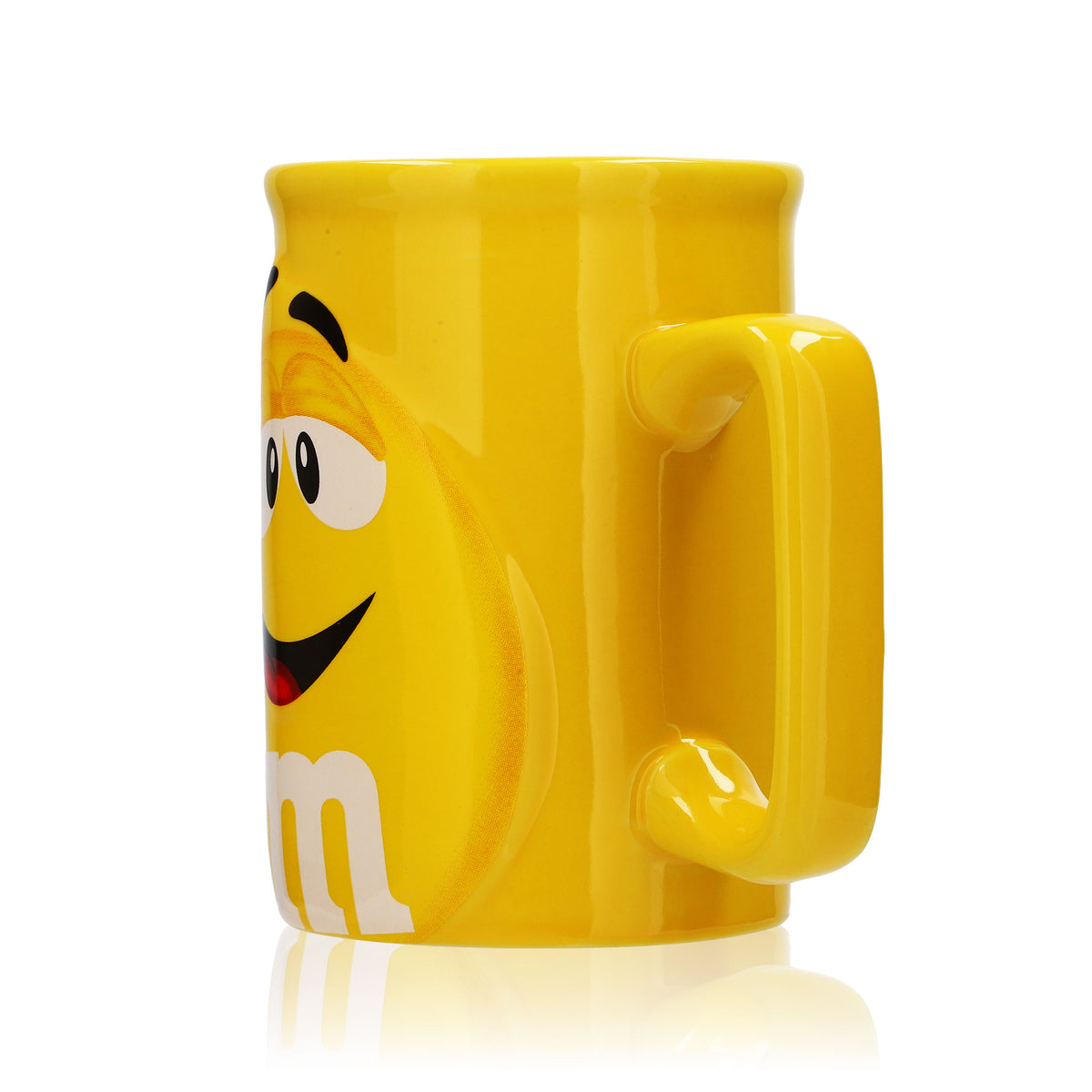 M&M Süßigkeiten Milchbecher Reliefbecher Glas Kinder 0,3l Tasse Gelb – Ansicht 2