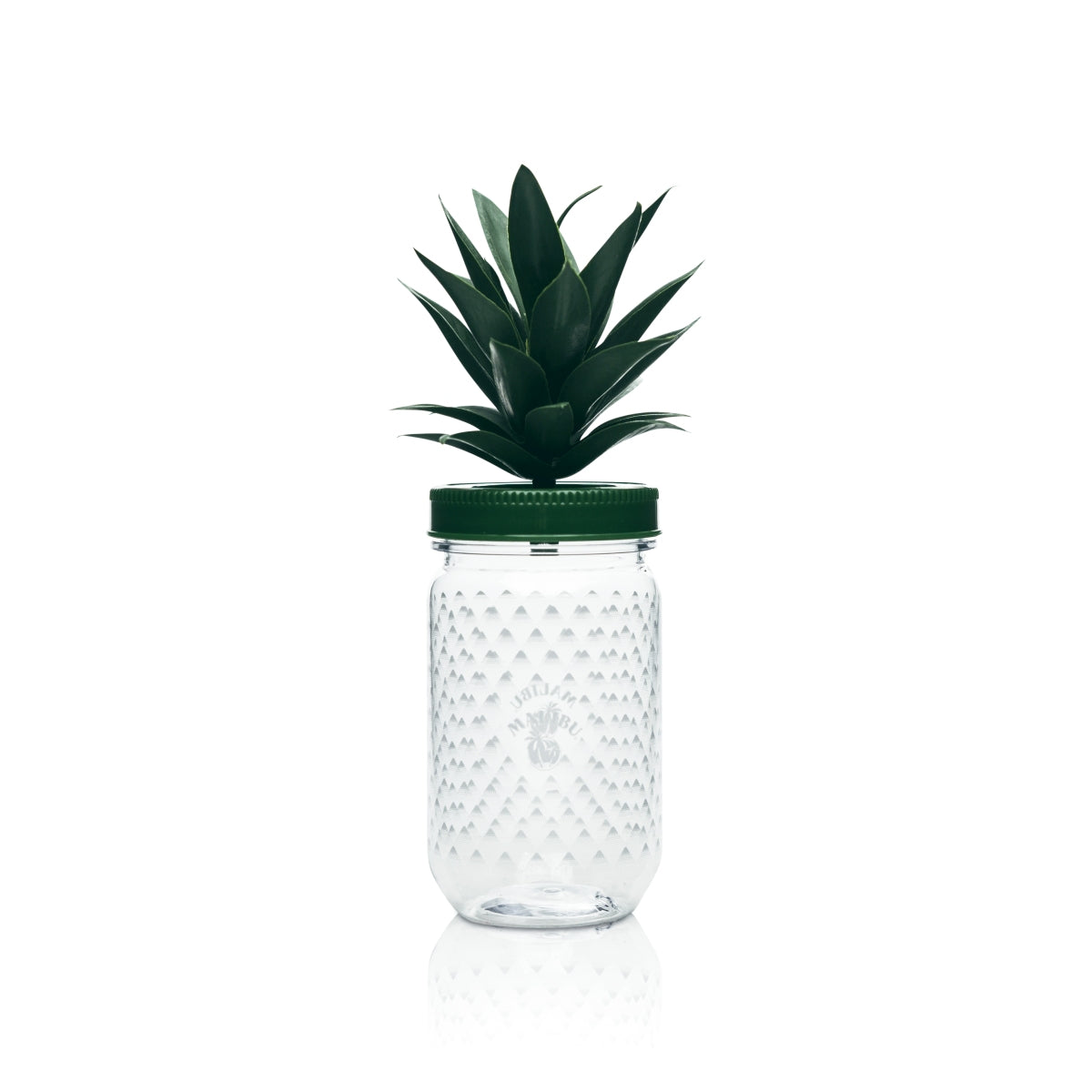6x Malibu Likör Glas 0,4l Plastik Ananas Gläser mit Deckel Palme Becher Mehrweg – Ansicht 2