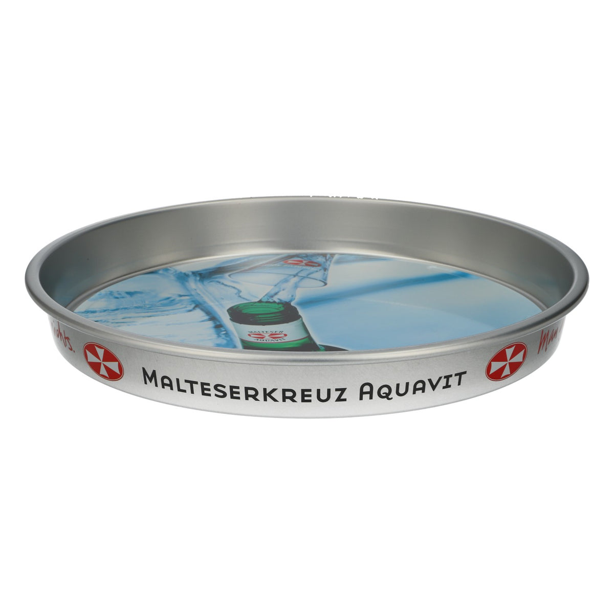 Malteser Aquavit Tablett rund Metall Serviertablett Barzubehör Ø34cm – Ansicht 2