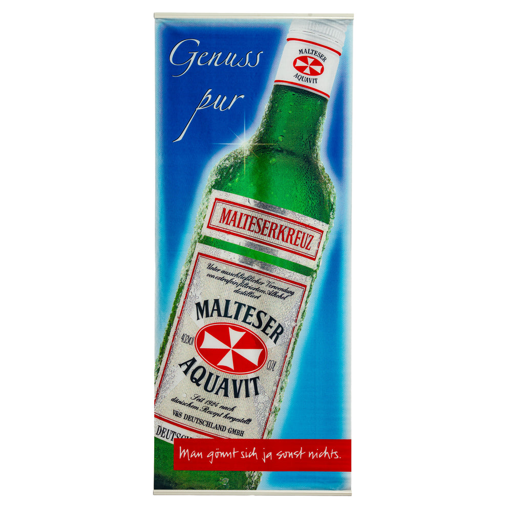 Malteser Glas Mischgewebe Akvavit Vertikal Banner weiße Ausführung Genuß Pur