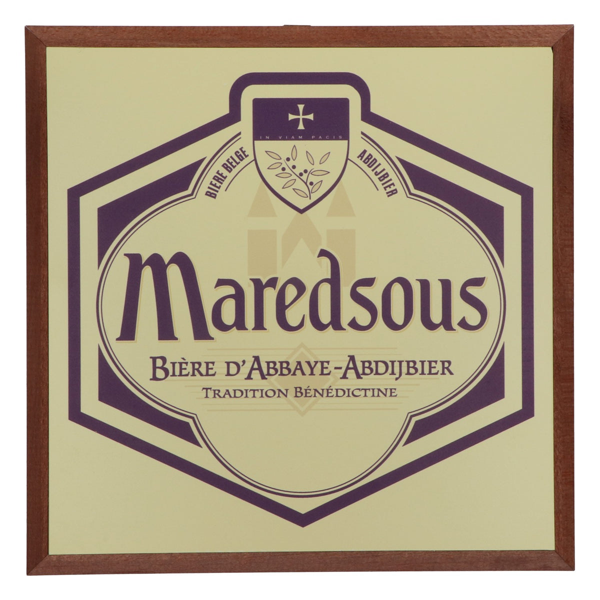 Maredsous Bier Wandbild Wanddekoration Bild Holz 32,5cm x 32,5cm