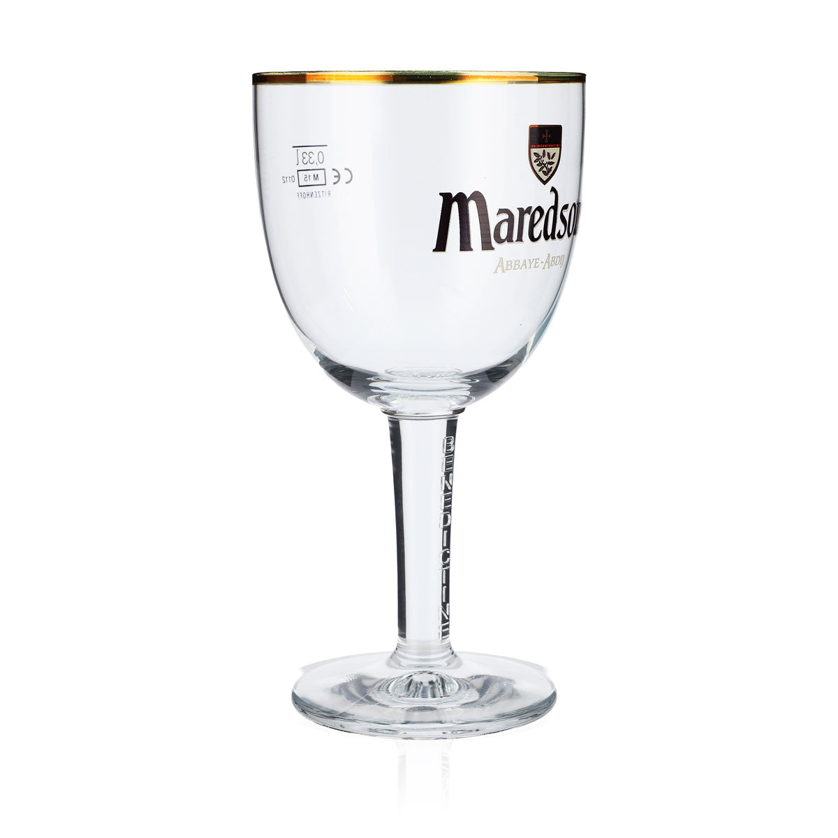 Maredsous Bierglas 0,33l Biergläser Pokal Kelchglas Goldrand – Ansicht 2