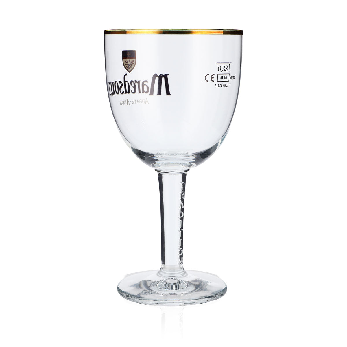 Maredsous Bierglas 0,33l Biergläser Pokal Kelchglas Goldrand – Ansicht 3