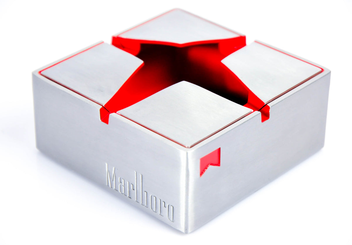 Marlboro Zigaretten Design Voll-Edelstahl Stern Aschenbecher massiv