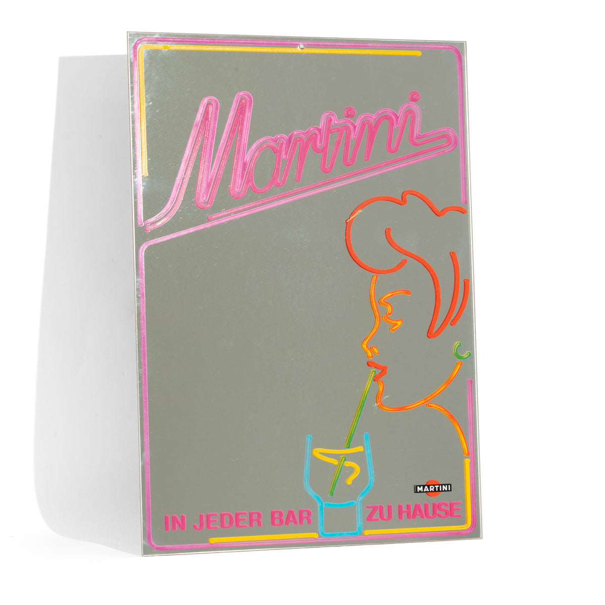 Martini Likör Spiegel Werbespiegel Barutensilien randlos 80er Jahre bunte Schrift