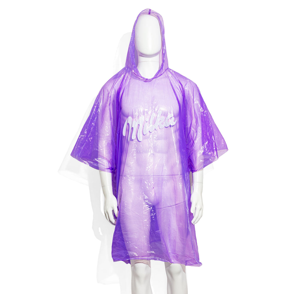 Milka Schokolade Lila Regencape Regen Poncho mit Kapuze
