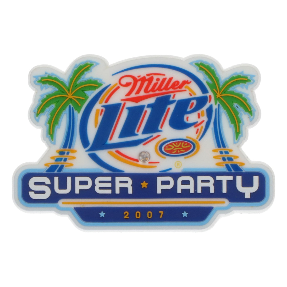 Miller Bier Anstecker LED Super Party 2007 Gummi Pin Neu Sammlerstück