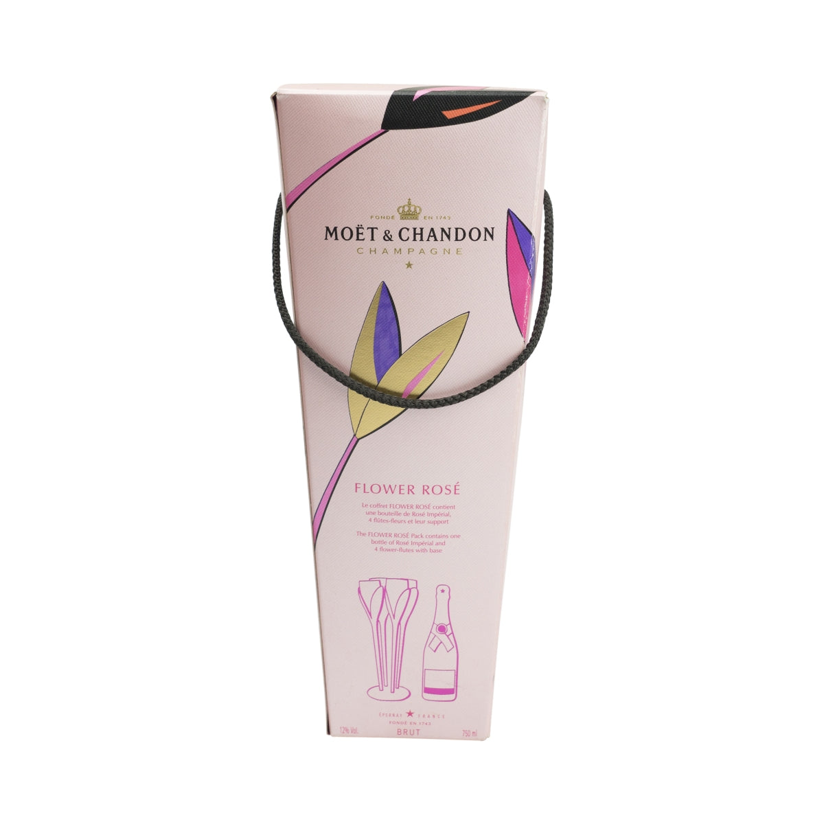 Moet Chandon Champagner 4x Glas + Halter in Tulpen Form rot Gläser Selten Rar – Ansicht 4