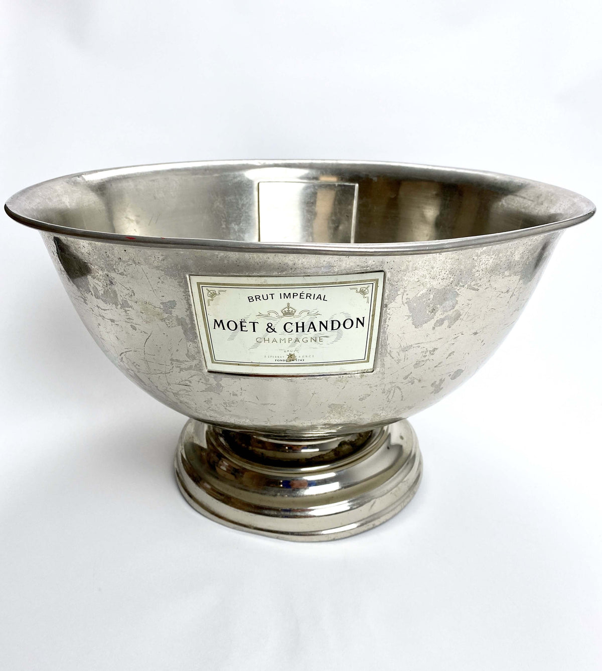 Moet Chandon Champagner Flaschenkühler Eiswürfelbehälter Metallwanne groß alt