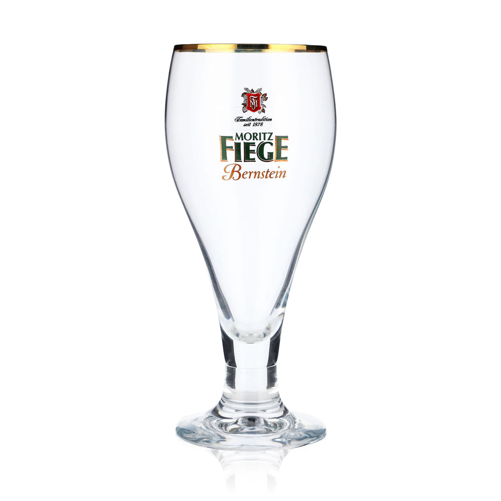 Moritz Fiege Bier Glas 0,3l Biergläser Pokalglas dicker Stiel Goldrand