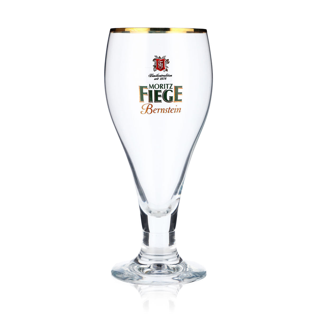 Moritz Fiege Bier Glas 0,3l Biergläser Pokalglas dicker Stiel Goldrand