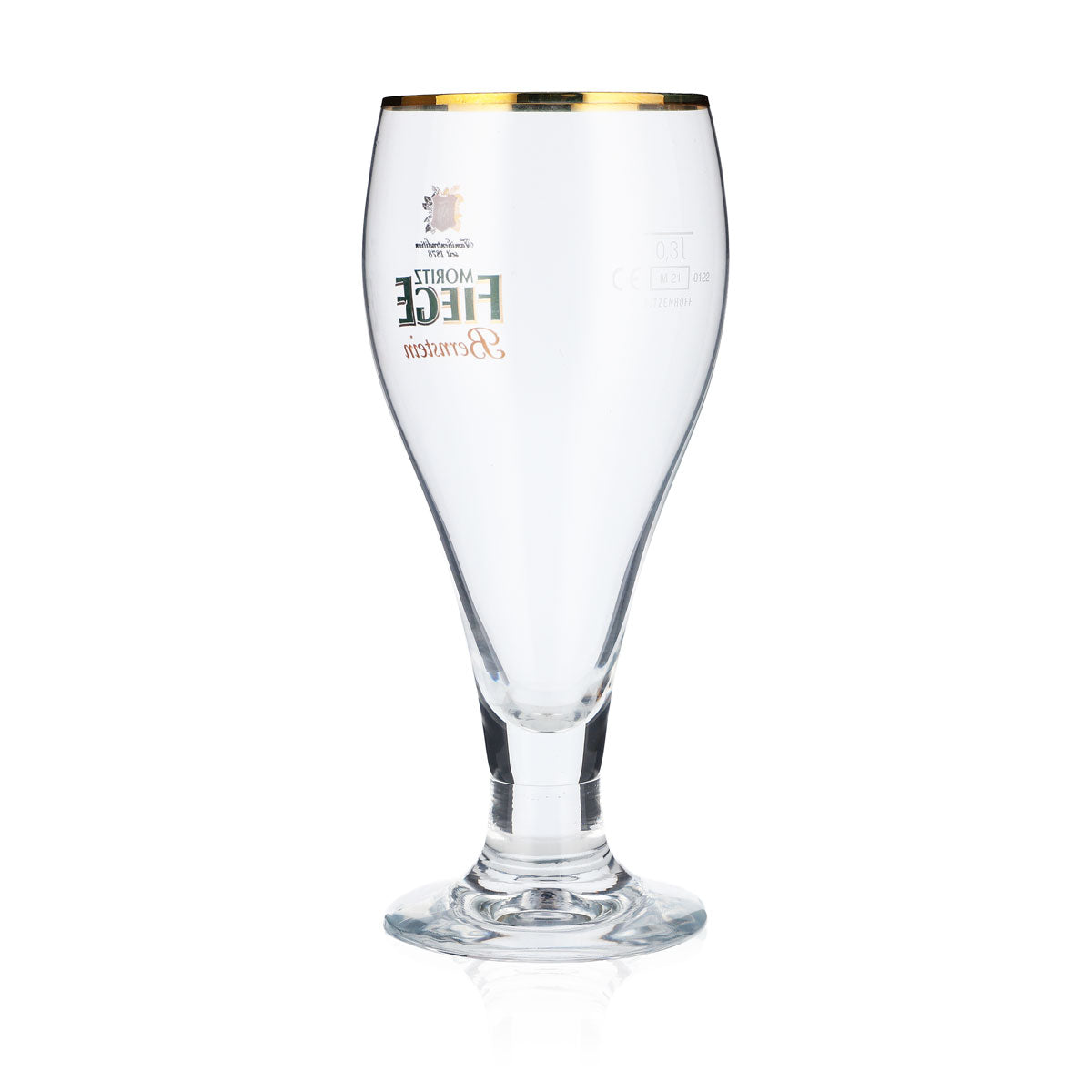 Moritz Fiege Bier Glas 0,3l Biergläser Pokalglas dicker Stiel Goldrand – Ansicht 3
